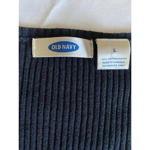 Old Navy Cardigan Sweater Black Large Ribbed V-Neck Buttoned Front - Picture 6 of 6